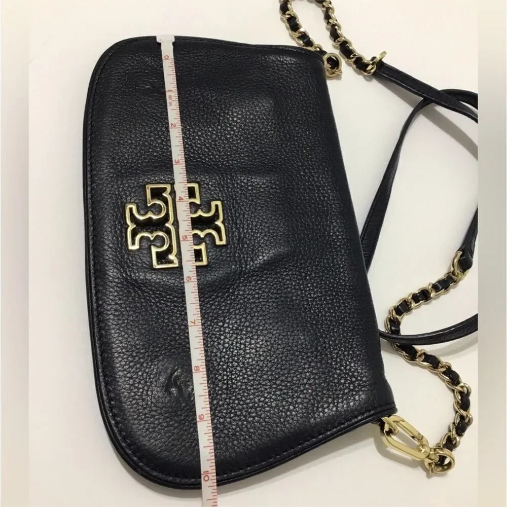 Tory Burch Blue Britten Pebble Leather Crossbody/Clutch Bag